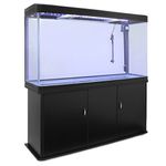 Monster Shop Large Fish Tank 4ft 300L 65 Gallon Aquarium Marine Tropical Saltwater Freshwater Black Cabinet Storage Stand Complete Starter Kit Filter Air Pump Heater LED Light