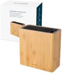 KITCHENDAO XL Bamboo Universal Knife Block Holder with Slots for Scissors and Sharpening Rod, Safe, Space Saver Knives Storage Stand Display without Knives, Unique Slot Design to Protect Blade