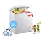 EUASOO - Compact Freezer 3.5 Cubic Feet Deep Chest Freezer with a Removable 7 Gear Basket, Adjustable Temperature Control (-80°F to -100°F) for Garage,