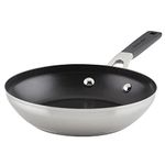 KitchenAid - Brushed Stainless Steel Nonstick Frying Pan, Induction Cooktop Compatible (20cm/8in)