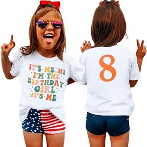 AG AGUU It’s Me I’m The Birthday Girl Shirts Toddler Kids Girls Birthday Tees T-Shirt Party Outfits Tops 5-12 Years, White-8th, 8 Years