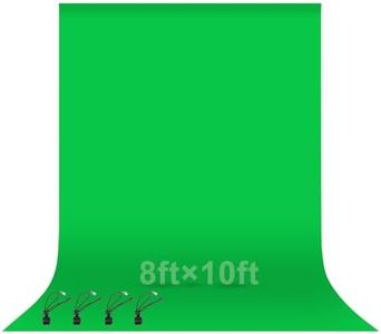 EMART Green Screen 2.4x3.0m/8x10ft, High Density Polyester Fabric Photography Backdrop Greenscreen Background with 4 Spring Clamps for Video Studio Portraits Parties