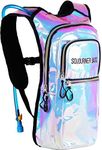 SoJourner Bags Rave Hydration Pack Backpack - 2L Water Bladder included for festivals, raves, hiking, biking, climbing, running and more One Size Holographic - Blue