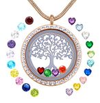 GOKING Family Tree of Life Floating Locket, Rhinestone, Rhinestone