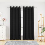 Black Curtains Linen Textured 92 inch Length Kitchen Living Room Divider Bedroom Privacy Curtains Basement Drapes Sliding Glass Door Window Treatment Patio Curtain 2 Panels Grommet Top