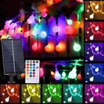 Solar String Lights Outdoor, 16Colors 66LED 39Ft Waterproof Outdoor String Lights with 20Modes Remote, Solar Powered Crystal Globe Lights for Garden Party Christmas Decoration (Crystal Globe)