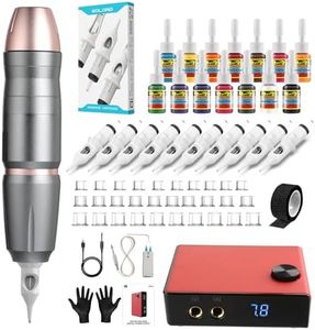 Solong Tattoo Kit Professional: High-Efficiency Motor Tattoo Gun Machine, LCD Power Supply, 14 Color Premium Ink, 10 Tattoo Needles and Foot Pedal Control