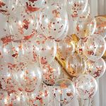 ITAF Rose Gold Glitter Transparent Confetti Balloons For Balloon Garland/Birthday/Anniversary/Baby Shower/Bachelorette/Engagement & Cocktail Party Decorations - Pack of 20