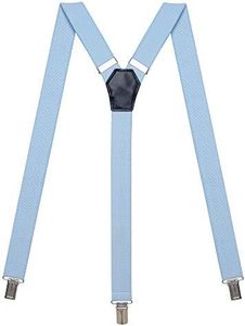 Action Ward Womens Suspenders – Y Back Style – 1" Width - Comfortably Adjustable Elastic Straps and Metal Clips (Baby Blue)