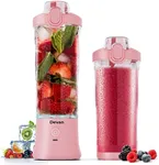 Portable Blender, 270W for Shakes & Smoothies - Waterproof, USB Rechargeable with 20oz BPA-Free Blender Cups & Travel Lid