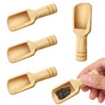 4PCS Wooden Spoons Small Scoop Mini Bamboo Spoons Eco-Friendly and Easy to Clean for Kitchen, Bath Salt,Salt Spoons Natural Scoop for Candy Honey Spices Sugar Tea Powder