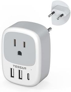 TESSAN European Travel Plug Adapter, Europe Power Adaptor with 2 USB Ports, Type C Outlet Charger for US to Most of EU Iceland Spain Italy France Germany