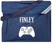 Kids Essentials Personalised Name School Book Bag Gaming Gamer Bag Back to School (Navy)