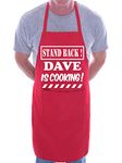 Print4U Stand Back Dave Is Cooking Personalised BBQ Apron Red