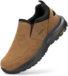 FitVille Men's Extra Wide Walking Shoes Slip On Outdoor Hiking Shoes for Swollen Feet - Explorer V1 Wide 9 UK Dune Brown