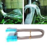 PetzLifeworld Stainless Steel with Double Side Brush Aquarium Glass Lily Pipe Cleaner Can be Used to Clean All Hard to Clean Area Like Cannister Filter Tubes (Blue)