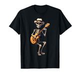 Funny Skeleton Playing Guitar Halloween Music Teacher T-Shirt