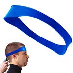 Curved Silicone Haircut Band, Self Hair Trimming Guide for Men, DIY Home Hair cutting Guidelines Neckline Shaving Template for Clippers Easy Use Tool Soft Portable (Blue)