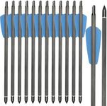 WANVZMR 12 Pcs 7.5/15 Inch Pure Carbon Crossbow Bolts Spine 350 Crossbow Arrows with Moon Nocks and 100 Grain Removable Tips (7.5inch blue)
