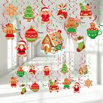 Zomiboo 30 Pieces Christmas Candy Hanging Swirls Decorations Gingerbread Land Birthday Party DecorKids Christmas Party Candy Cane Party Gingerbread House Ornaments Baby Shower Supplies (Gingerbread)