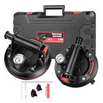 2 Pcs Vacuum Suction Cups, 8 Inch Heavy Duty Glass Suckers Lifters with Pressure Gauge for Tile Granite Lifting Window Replacement, 440lbs Load Capacity, Black