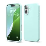 elago Compatible with iPhone 16 Case, Premium Liquid Silicone Case, Full Body Protective Cover, Shockproof, Slim Phone Case, Anti-Scratch Soft Microfiber Lining, 6.1 inch (Aqua Sky)