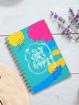 Doodle Undated Daily Planner I Weekly Planner I A5 I Hard Cover I Wiro I192 Ruled Pages I 80 GSM I Lay Flat Design I Metal Corners I Plan your day, To do List- Happy Day - Blue