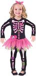 Amscan Girl's Bones Skeleton Fancy Dress Costume, Size 3-4 Years