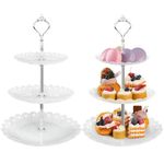 WenYa 2 Pack 3 Tier Plastic Dessert Stands, Round Plastic Cake Stands Stand Tray Display for Afternoon Tea Party Wedding Party