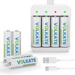 4000mWh Lithium AA Batteries with Charger, 8 Pack Rechargeable 1.5V Double A Size Li-ion Batteries with 2H Fast Charging, 1200 Cycles, for Blink Outdoor Camera