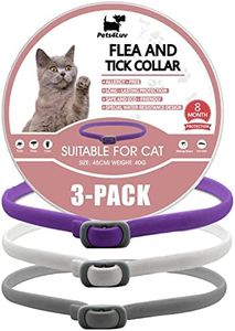 Pets4Luv Flea and tick Collar for Cats, Natural flea and tick Prevention for Cats, 8 Months of Protection, one Size fits All Cats, Adjustable and Waterproof, Pack of, 3pcs