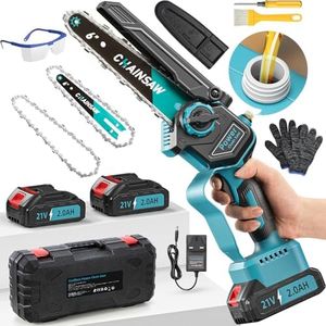 Chainsaw, Brushless 1000W Mini Chainsaw 6 Inch Compatible with Makita 18V Batteries, Electric Chain Saw, 2x 2.0Ah Mini Chain Saw Cordless, Auto Lubricator Battery Chainsaws Small for Cutting Wood Tree