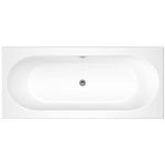 iBathUK Bathroom White Gloss Bath Double Ended Straight Round Acrylic Bathtub with Adjustable Feet - 1700 x 700mm