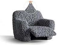 PAULATO BY GA.I.CO. Recliner Cover - Stretch Recliner Slipcover - Shiny Velvet Recliner Chair Cover - Soft Chair Slip Cover for Pets and Kids - Easy to Clean Recliner Protector - Fuco Velvet - Grey