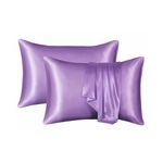 Fegor Premium Satin Pillow Covers for Hair and Skin Care - Purple Silk Pillowcases | Hair Breakage Prevention, Anti-Wrinkle Beauty Sleep, | Machine Washable (18" x 28" Pack of 2) (Purple)