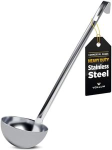 Vollum Metal Ladle Stainless Steel – Heavy Duty One-Piece Large Soup Ladle with Long Handle for Gravy, Stew, Sauce – Kitchen Utensils for Cooking - 16 Ounce (5" Bowl Diameter, 16" Handle Length)
