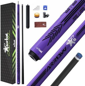 CRICAL Carbon Fiber Pool Cue Stick-58 Low Deflection Professional Pool Cue with Pro Taper Shaft, 3D Wrapless Grip, 12.5mm Tip & 3/8x9 Joint Billiard Stick for Enhanced Control & Accuracy, Purple Set
