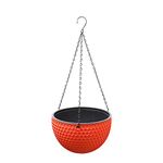 Hanging Planter Basket 8 Inch Indoor Outdoor Flower Pots Plant Containers with Drainage Hole Black Chain for Porch Pots Hanger, Indoor Outdoor Plant Flower Pot, Garden Decorations