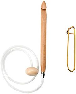 ChiaoGoo Flexible Crochet Hook 24-inch (61cm) Bamboo Dark Patina Crochet Hook; Size US S (19mm) Bundle with 1 Sturdy Stitch Holder 5124-S