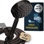 HammerHead Showers® All Metal LOW FLOW Handheld Shower Head with Hose and Brass Holder - OIL RUBBED BRONZE – Water Saving 1.75 GPM Detachable Shower Head - Adjustable Shower Wand Bracket & 6ft Hose