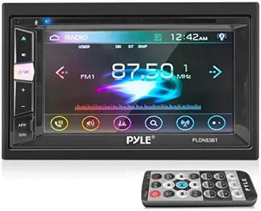 Pyle Double Din DVD Car Stereo Player Bluetooth in-Dash Car Stereo Touch Screen Receiver w/ USB/SD, MP3, CD Player, AM FM Radio, Steering Wheel Feature, Hands-Free Call, Camera/Speaker Input - Pyle