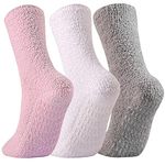 Jormatt 3 Pairs Women Grip Fuzzy Socks Non Skid Men Thick Cozy Slipper Hospital Socks with Grips,Men shoe size 6-11/Women size 5.5-11