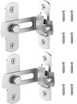 90 Degree Flip Sliding Barn Door Lock, Stainless Steel Angle Door Latch Buckle, Screen Door Stopper Lock Hook Eye Lock for Barn, Garden, Bathroom, Outdoor, Garage, Window, Sliding Door (Silver-2 Pack)