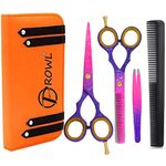 PROWL Professional Hairdressing Scissors Set (5.5 Inch) – Hair Cutting Scissor & Thinning Scissor with Comb, Beauty Tweezer and Case – Perfect for Men, Women, Children, and Adults