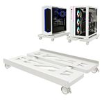 Mobile CPU Stand, CPU Rolling Stand Adjustable Computer Mobile Cart Holder with Locking Caster Wheels PC Stand - White