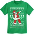 Dabbing Santa Funny Ugly Christmas Shirt Holiday Youth Kids Sweater T-Shirt Large Green