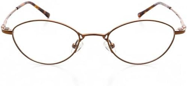 Hit Notion Modified Oval Prescription Eyeglass Frames for Men Women - Metal Full Rim - Cocoa - 45-19-140 - Lightweight Comfortable Fit