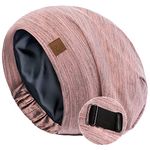 Hat Hut Silk Satin Sleep Cap Bonnet Hair Cover for Sleeping Silk Lined Beanie Hat for Natural Curly Hair Adjustable Night Cap (Grey Pink)