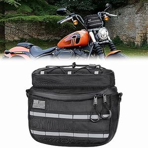 KEMIMOTO Motorcycle Handlebar Tool Bag with Reflective Strips, Bicycle Handle Bar Bag Sissy Bar Front Fork Storage Pouch Compatible with Cruiser Softail Dyna Sportsters
