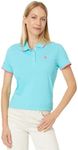 U.S. Polo Assn. Women's Classic Stretch Pique Polo Shirt - Ladies Cotton Short Sleeve Shirts - Blue Radience (Small)